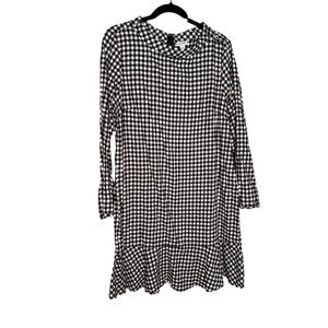 J.crew factory funnel neck gingham‎ print black and white checkered dress